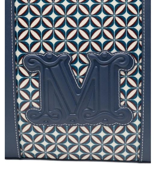 Max Mara Blue Geometric-Print Tote Bag