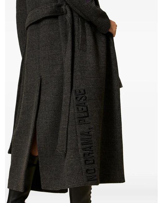 Twinset Black Checked Belted Coat