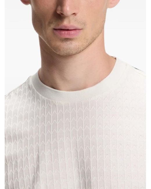 Boss White Geometric-Jacquard T-Shirt for men