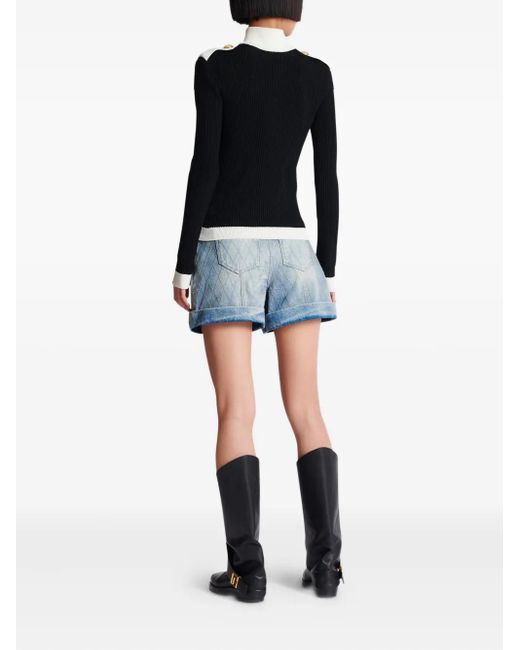 Balmain リブニット カーディガン Black