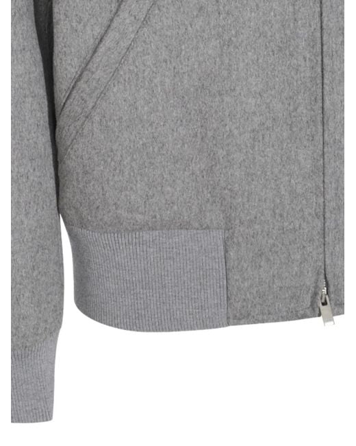 Lardini Gray Wool Zip-Front Bomber Jacket for men