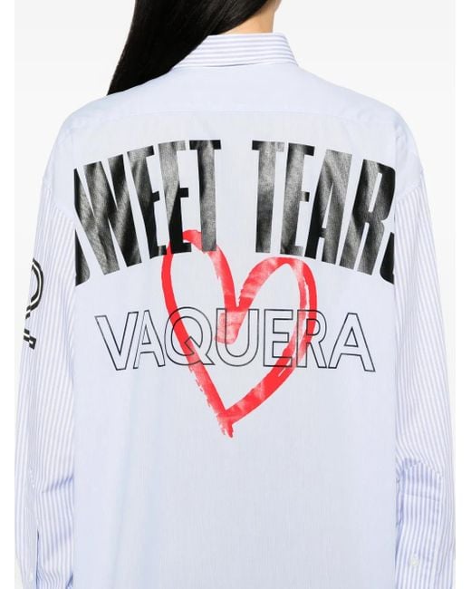 VAQUERA Gestreepte Blouse Met Print in het White