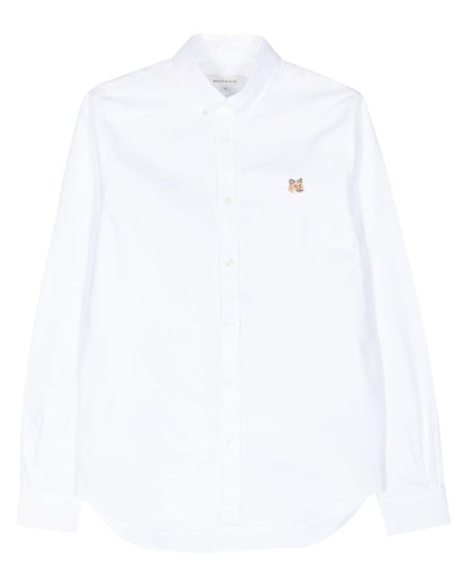 Camicia Con Ricamo Fox Head di Maison Kitsuné in White da Uomo