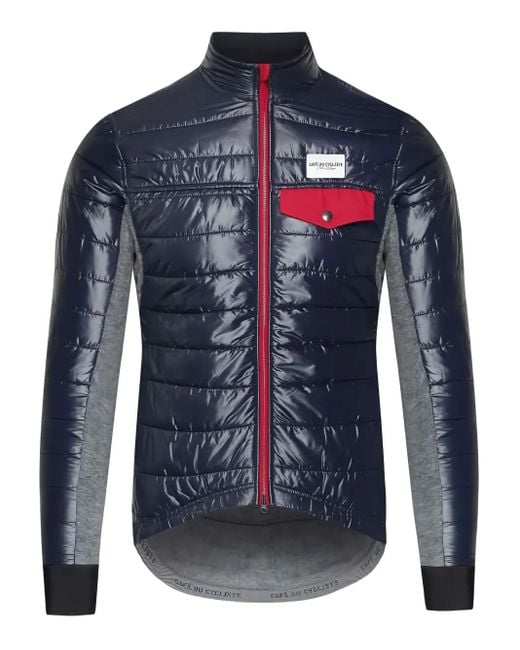 Cafe Du Cycliste Blue Albertine Quilted Panelled Jacket for men