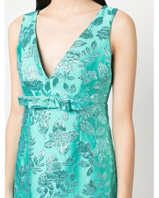 P.A.R.O.S.H. Blue Floral Jacquard Lurex Mini Dress