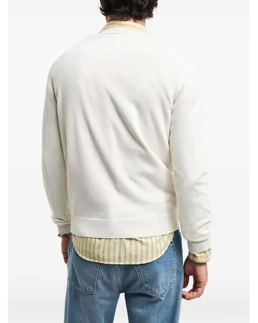 Gant White C-Neck Superfine Lambswool Sweater for men