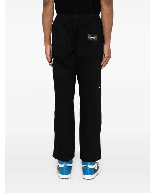 Aape By A Bathing Ape Black Moonface Logo Straight-Leg Trousers for men