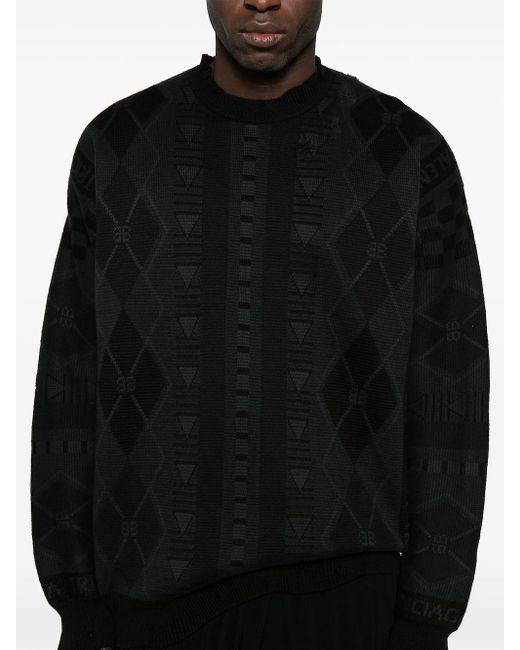 Balenciaga Black Sweatshirt mit Jacquardmuster