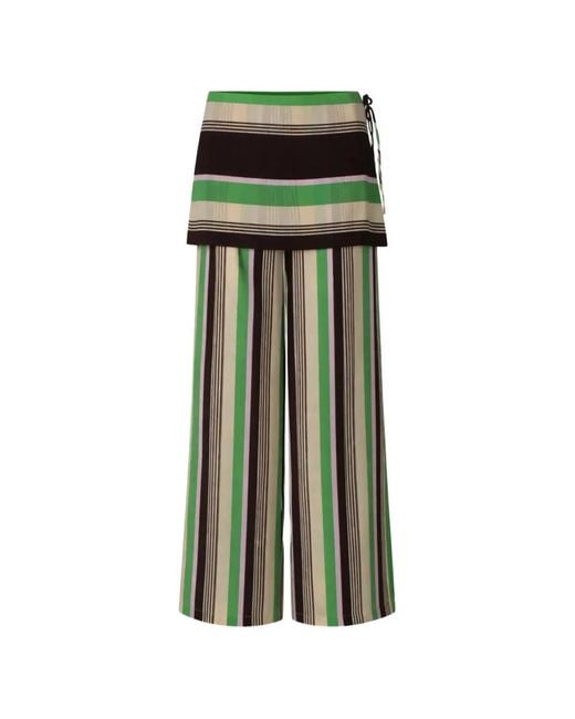 Baobab Green Renata Overlay-Skirt Wide-Leg Trousers