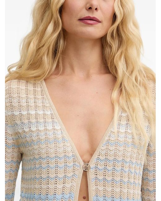 Guess Natural Chevron-Knit Cardigan