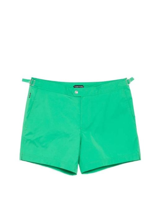 Tom Ford Green Bright Nylon Swimsuit With Side Straps for men