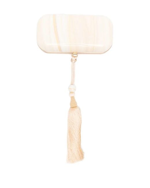 Cult Gaia Natural Small Yasmin Tassel-Embellished Clutch Bag