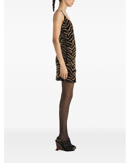 Balmain Multicolor Sleeveless Tiger Embroidered Velvet Mini Wrap Dress