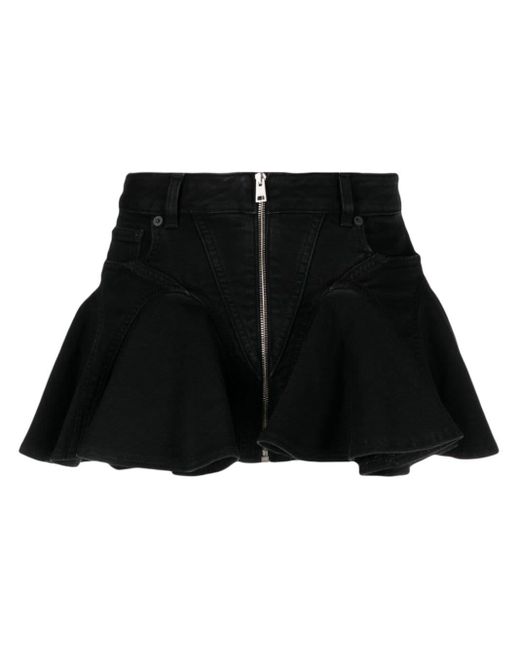 Mugler Black Denim Miniskirt