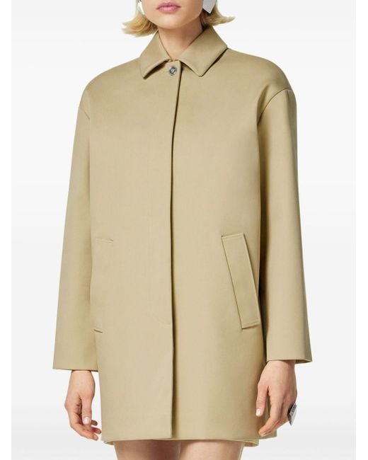 Versace Natural Neutral Cotton Single-breasted Coat