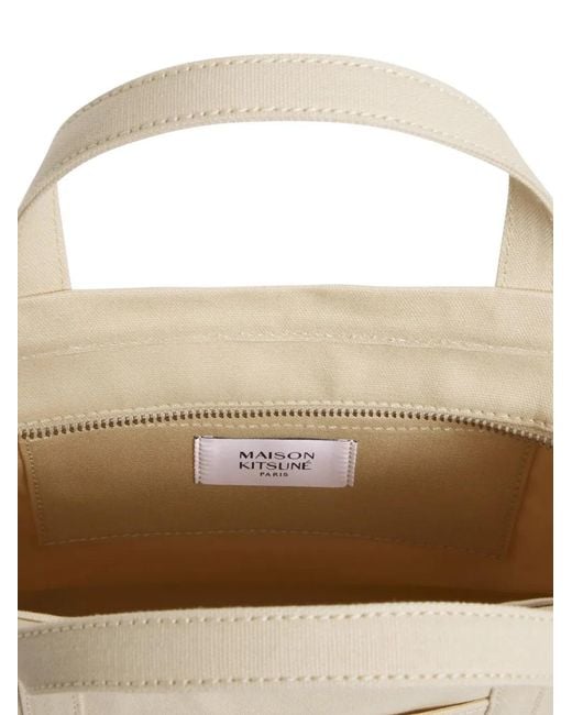 Maison Kitsuné White Fox Head Small Canvas Tote
