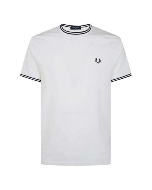 Fred Perry White Logo-Embroidered T-Shirt for men