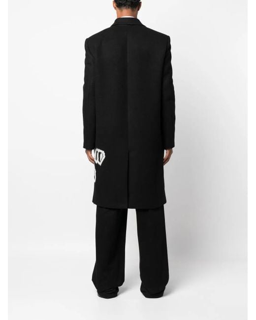OFF-WHITE VIRGIL ABLOH コート Off-White c/o Virgil Abloh メンズ ブラック オフホワイト ロゴ