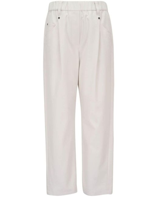 Brunello Cucinelli White Straight-leg Cotton Trousers