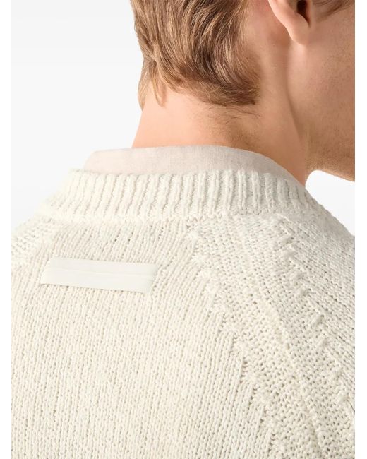 Zegna White Oasi V-Neck Cotton Sweater for men