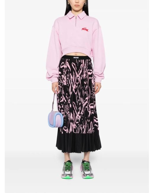 MSGM Pink Logo-Embroidered Top