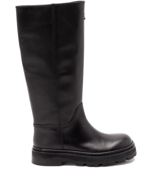 Patrizia Pepe Black 50Mm Zip-Detail Knee-High Boots