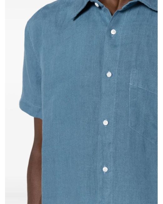 Osklen Blue Short-Sleeve Linen Shirt for men