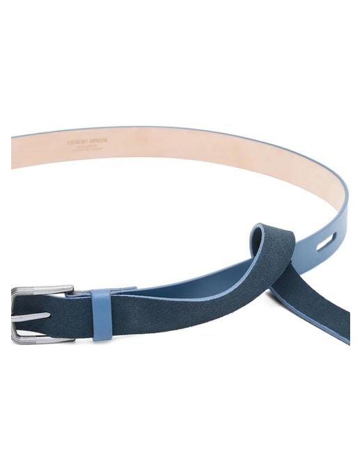 Giorgio Armani Blue Rectangular-Buckle Leather Belt for men