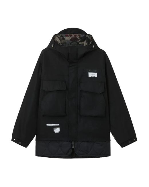Musium Div. Black Logo-Patch Parka Coat for men
