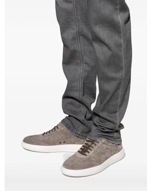 Brioni Gray Suede Panelled Sneakers for men