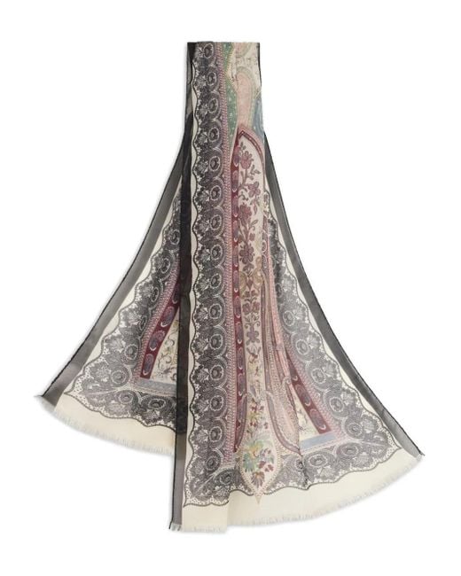Etro Gray Printed Scarf