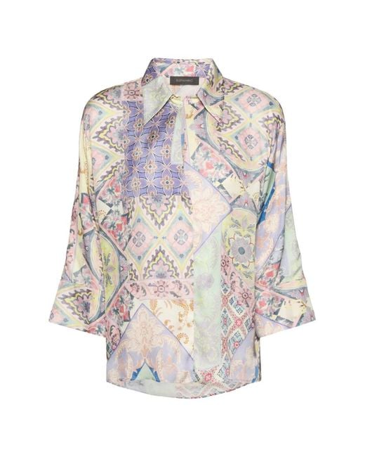 Elena Miro White Patchwork Patterned Shirt