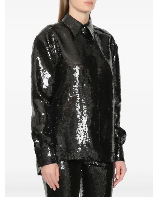 Alberta Ferretti Black Sequinned Shirt