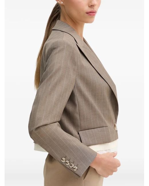 Sisley Natural Pinstripe-Pattern Cropped Blazer