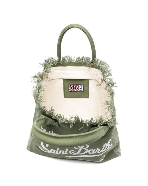 Mc2 Saint Barth Green Vanity Frayed-Edge Tote Bag