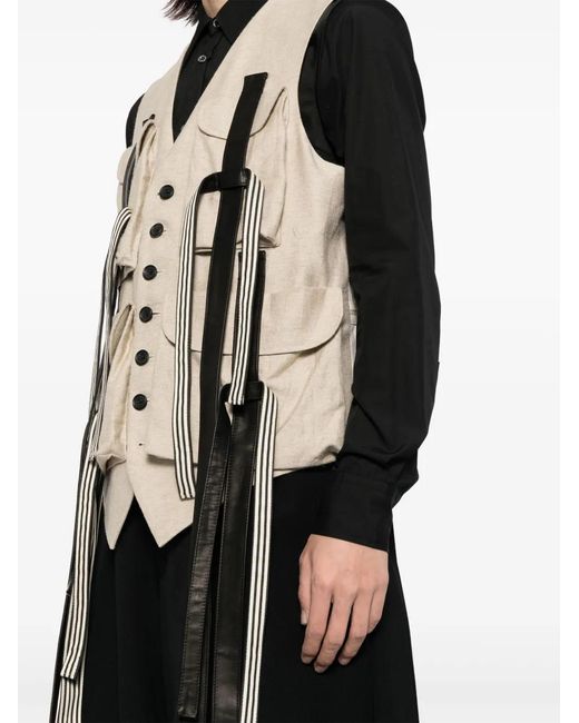 Yohji Yamamoto Natural Cargo-Pockets Canvas Vest for men