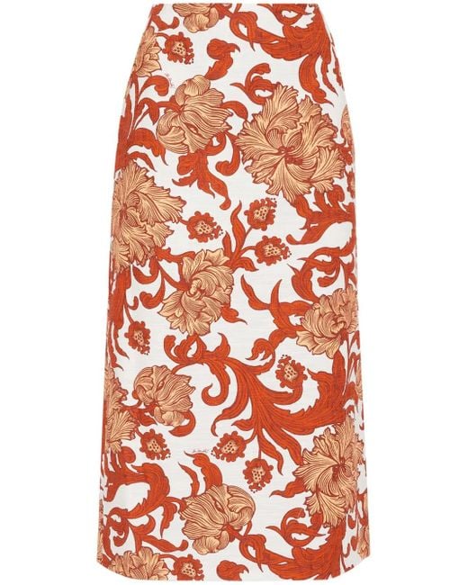 LaDoubleJ Red Printed Pencil Skirt