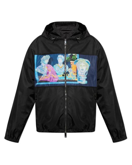メンズ Versace プリント トラックジャケット Black