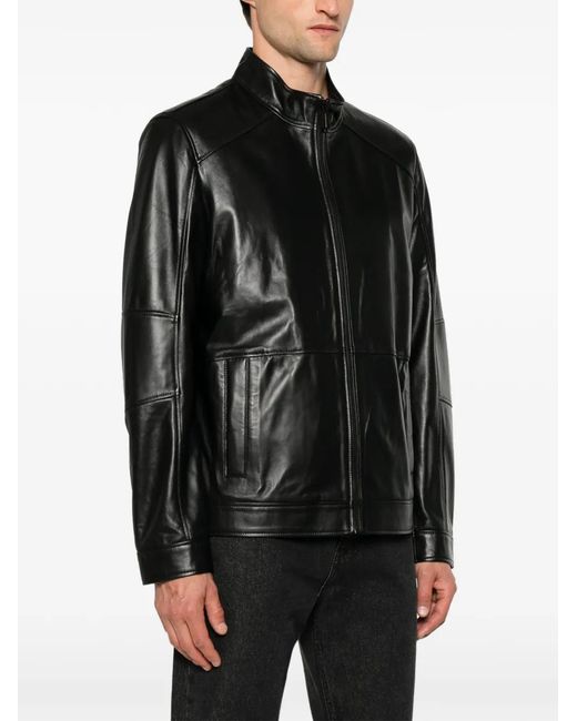 SERGIO MORETTI FIRENZE Black Leather Jacket for men