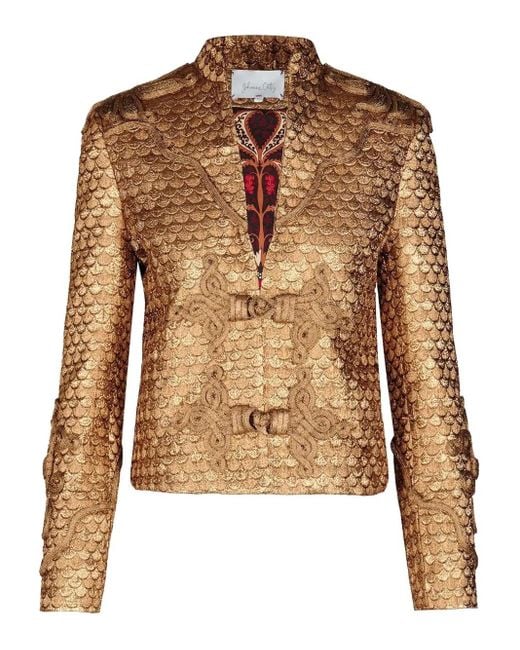 Johanna Ortiz Brown Boldness Scale-Pattern Knot-Detail Jacket