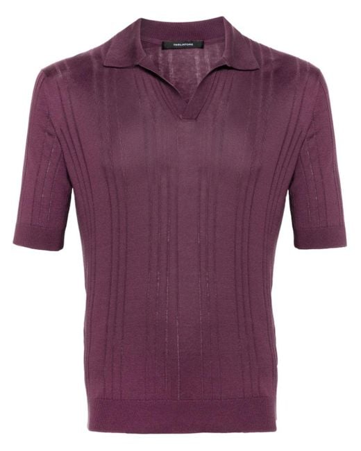 Tagliatore Purple Pavel Silk Polo Shirt for men