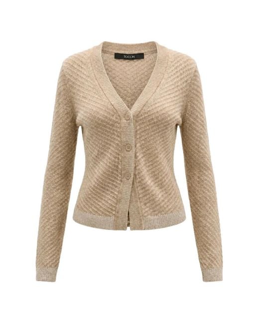 Toccin Natural Bobby Chevron-Knit Cardigan