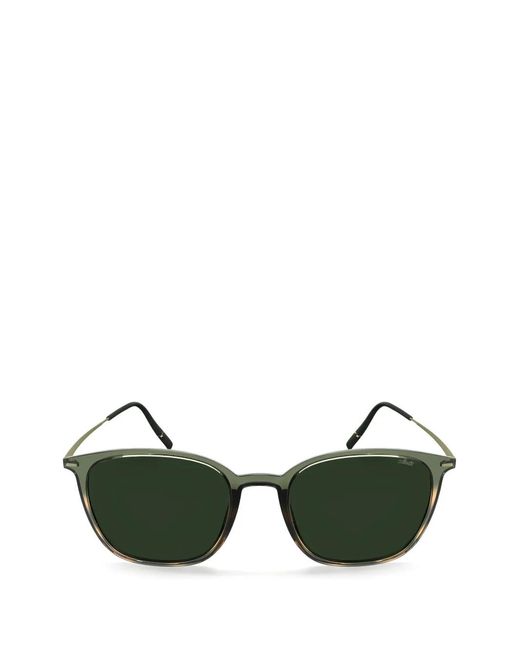 Silhouette Green Sequoia Marbled-Effect Square-Frame Sunglasses