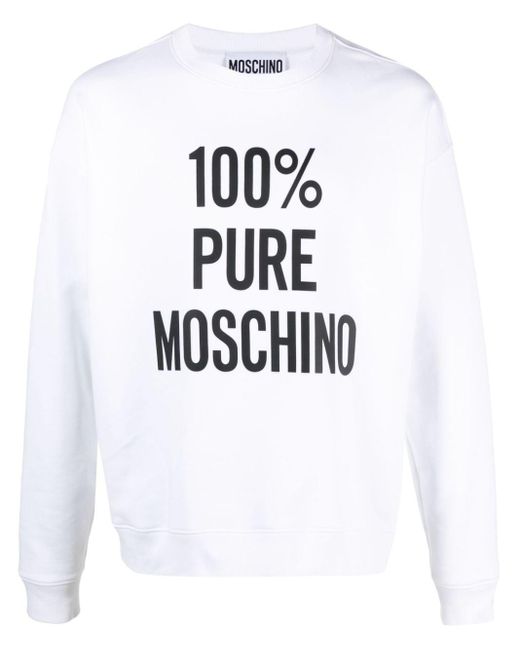 Sweat en coton à logo imprimé Moschino pour homme en coloris White