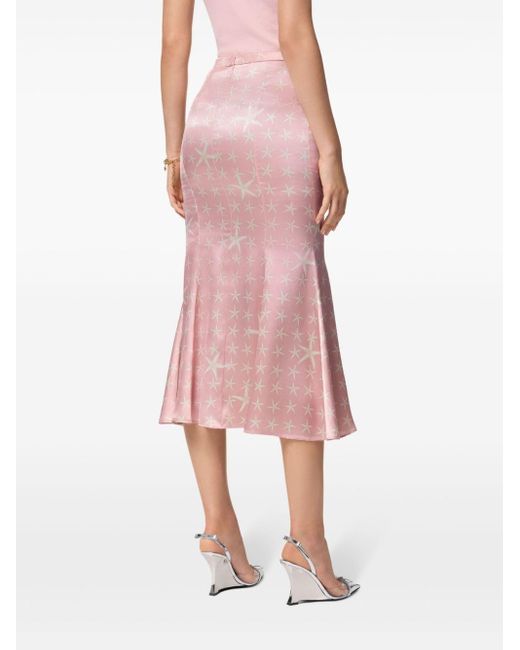 Falda midi con estampado de estrellas de mar Versace de color Pink