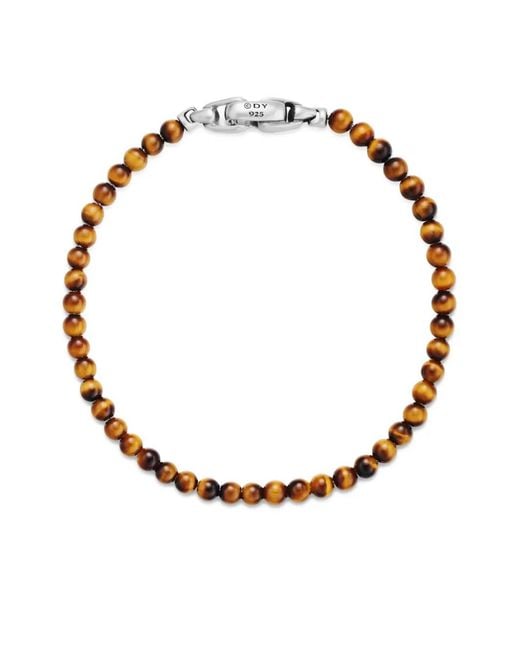David Yurman White Sterling Spiritual Beads Bracelet (4Mm) for men