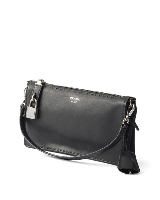 Prada Black Antiqued Leather Pouch for men