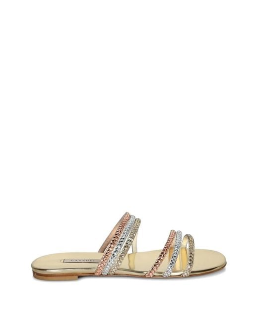 Casadei White Androme Crystal-Embellished Flat Sandals