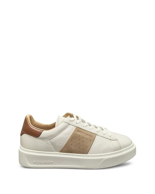 Woolrich White Leather Sneakers for men