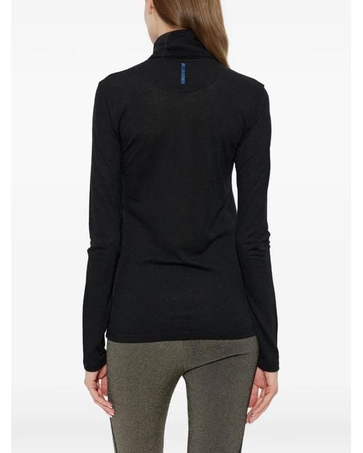 Jil Sander Black Quarter-Zip Turtleneck Top